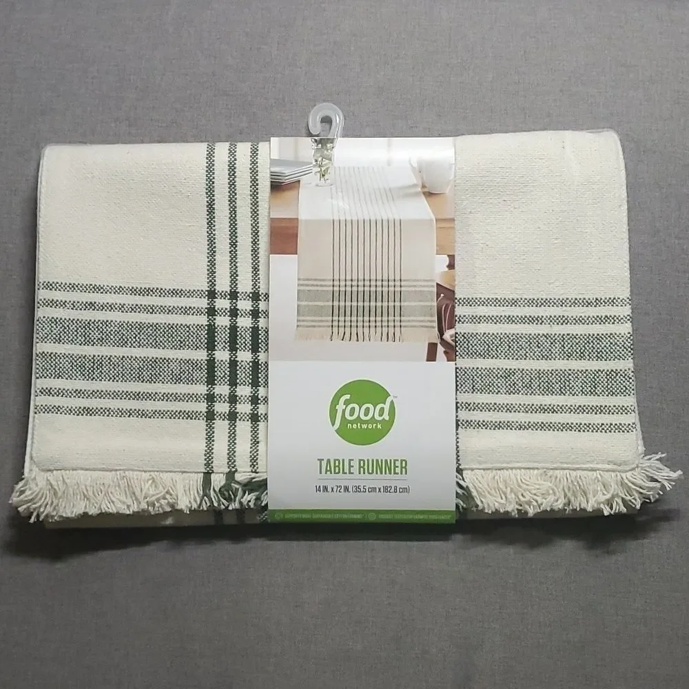 Food Network table runner 14 inches x 72 inches woven plaid runner 100% cotton